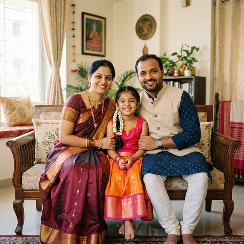 A family portrait at home