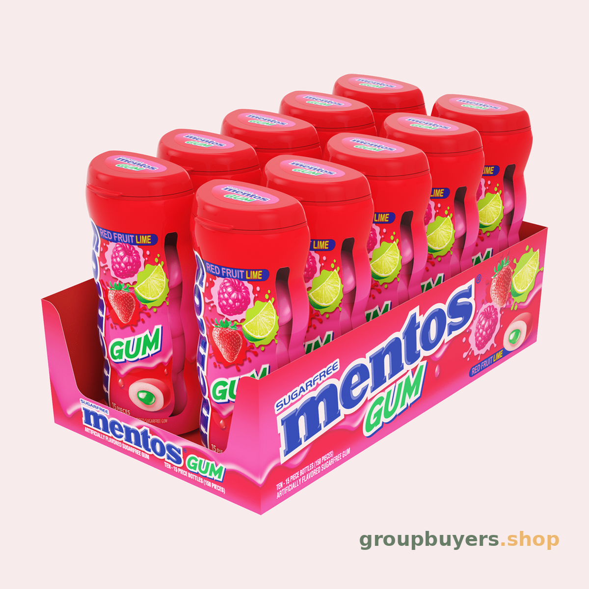 Mentos Gum Btl Red Fruit Lime Curvy