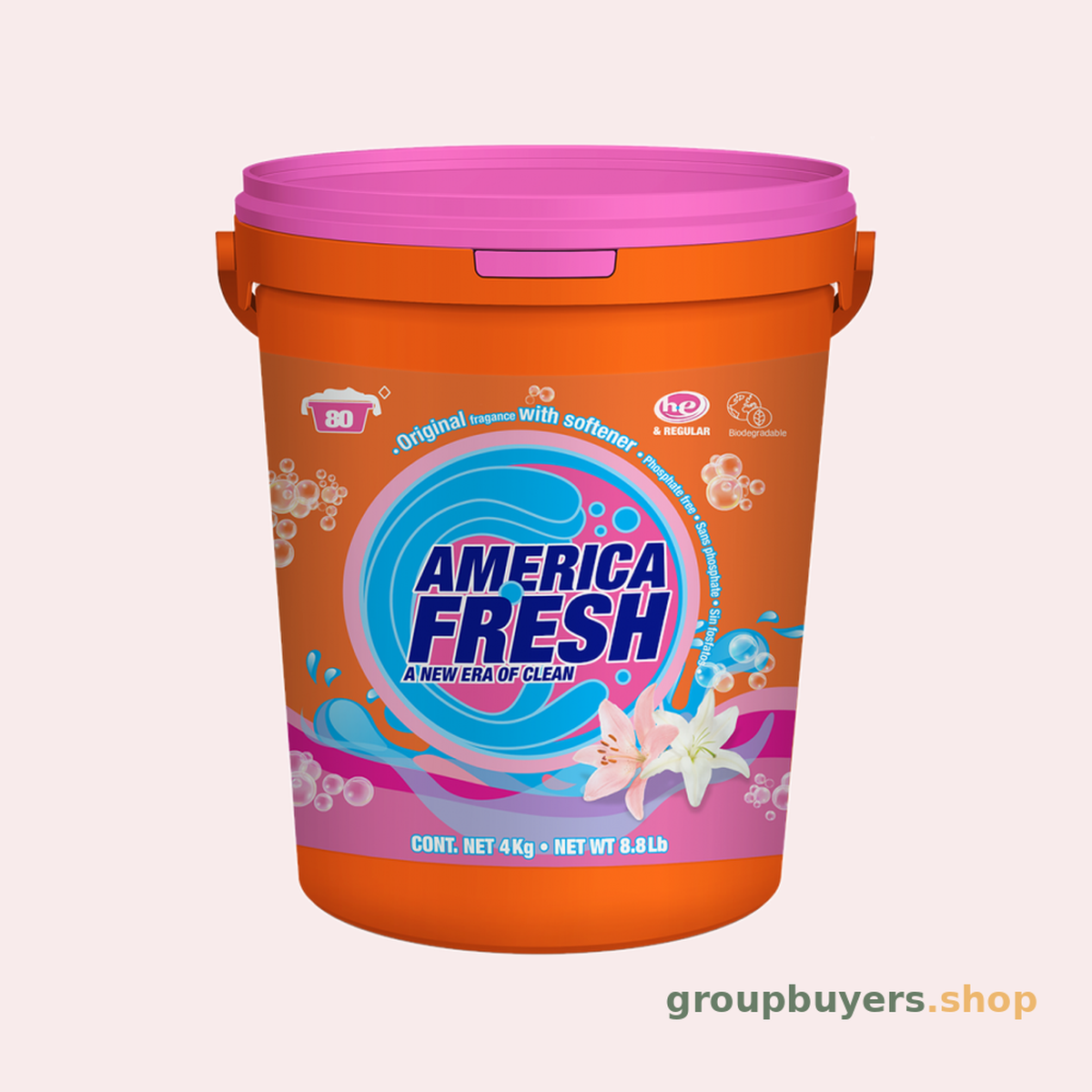 AMERICA FRESH POWDER DETERGENT FLORAL W/SOFTENER BUCKET 4KG