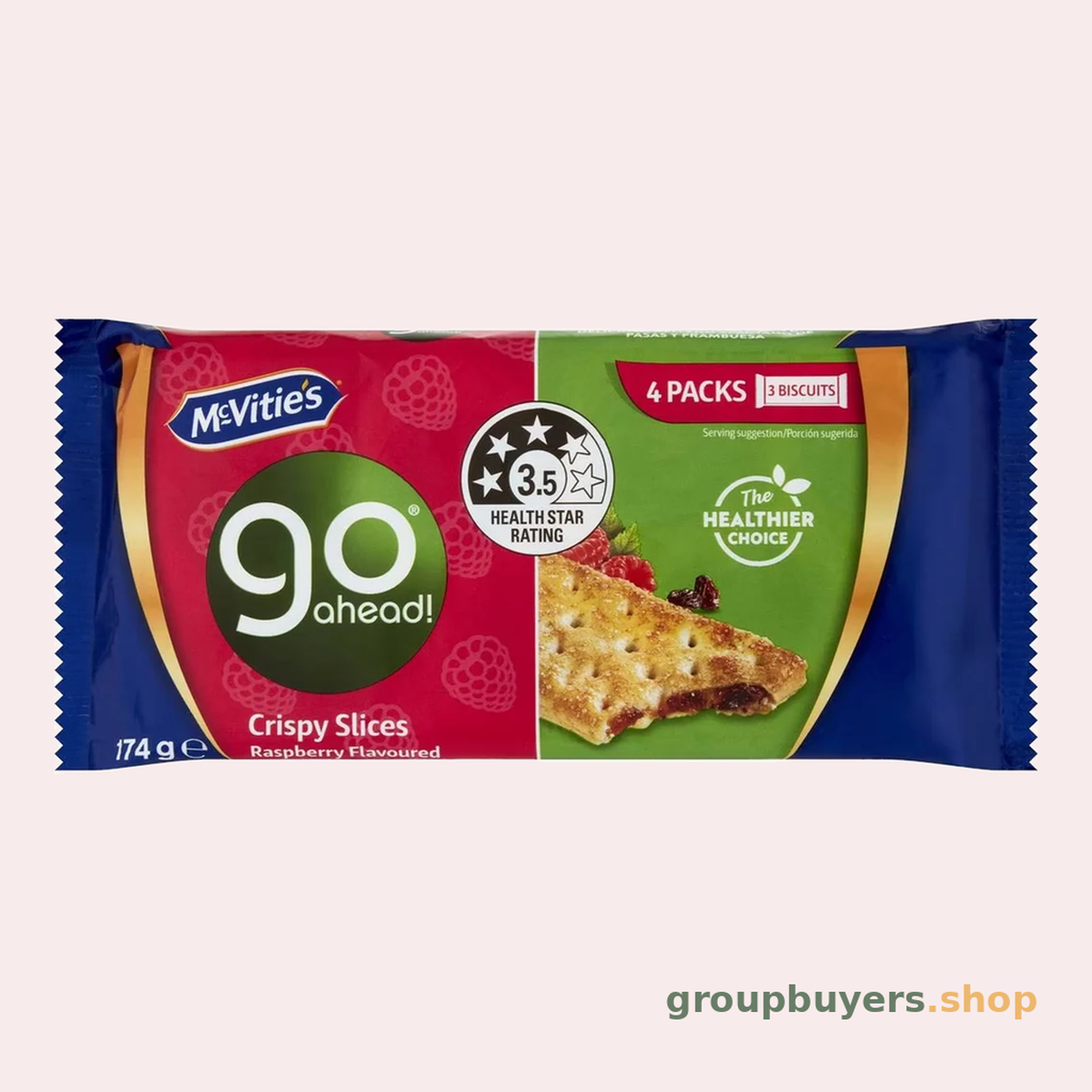 MCVITIE'S GO AHEAD RASPBERRY 18X174G(4PKX 3BISCUITS)
