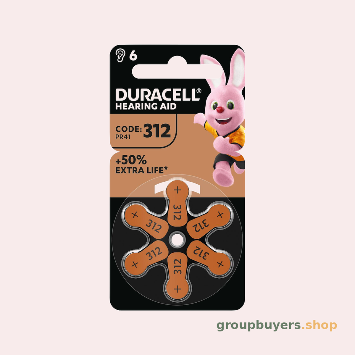 DURACELL ZA 312 HEARING AID CB x 6PK