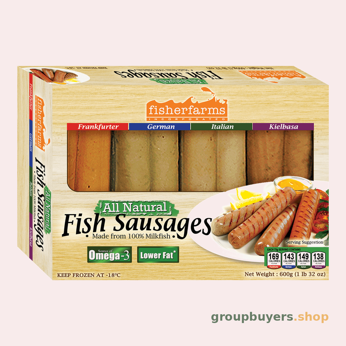 Fisher Farms All Nat Ki Fish Sausage 16x340gm