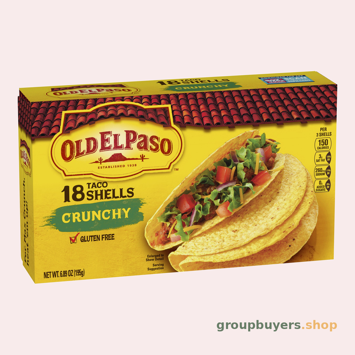 OLD EL PASO TACO SHELLS CRUNCHY 18CT 12X6.6OZ