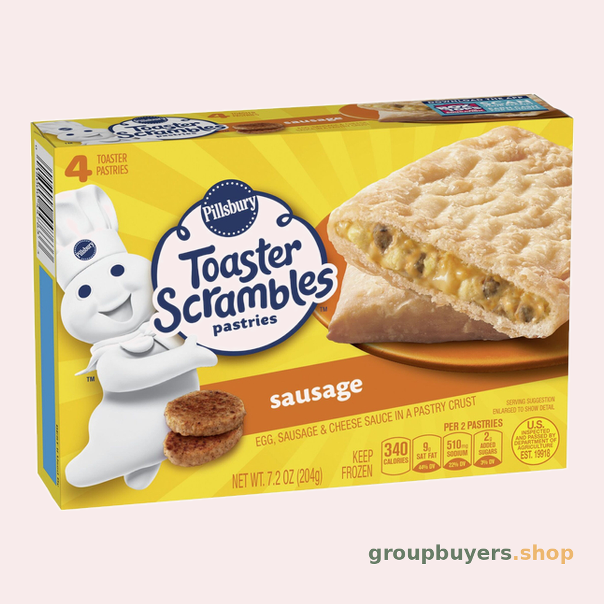 PILLSBURY TOASTER SCRAMBLES SAUSAGE 4CT 12 X 7.2OZ *NEW