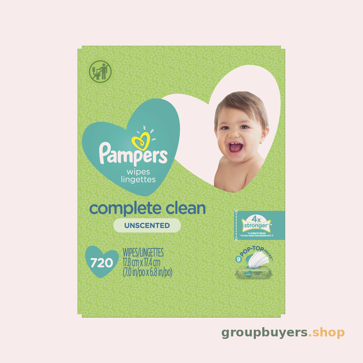 PAMPERS BABY WIPES COMPLETE CLEAN UNSCENTED 3X POP TOP