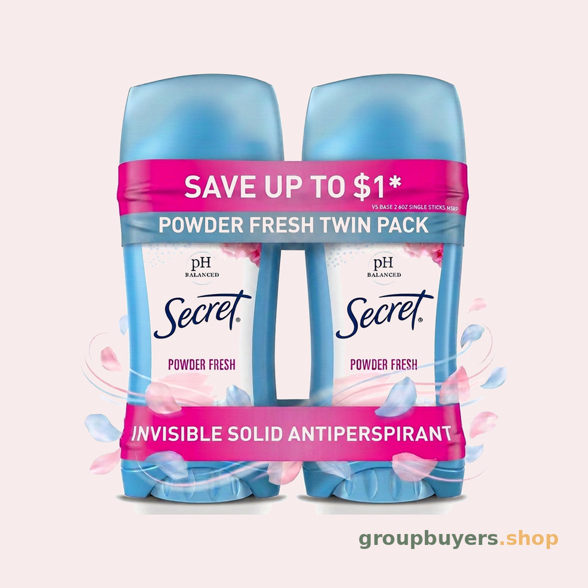 SECRET ANITPERSPIRANT & DEODORANT INVISIBLE SOLID POWDER FRESH TWIN PK