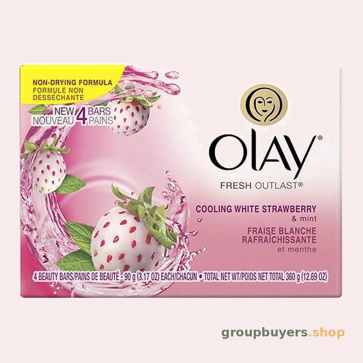 OLAY BAR SOAP WHITE STRAWBERRY & MINT 4PK 3.17OZ