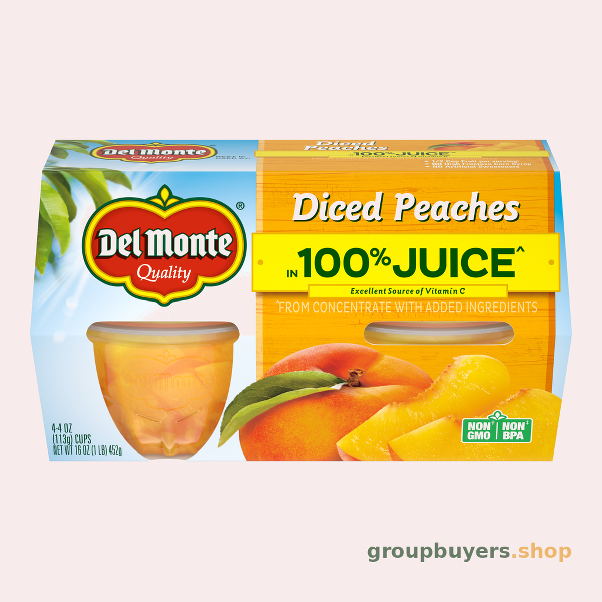 DELMONTE FRUIT TO GO DICED PEACHES 4 PACK