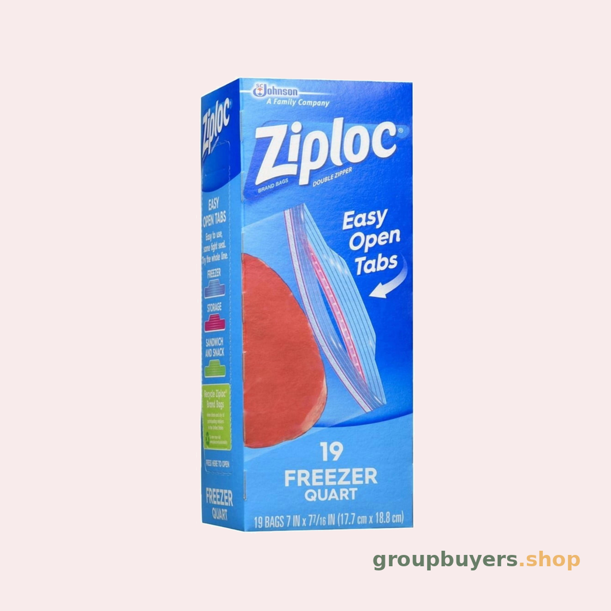 ZIPLOC FREEZER BAGS QUART 19CT