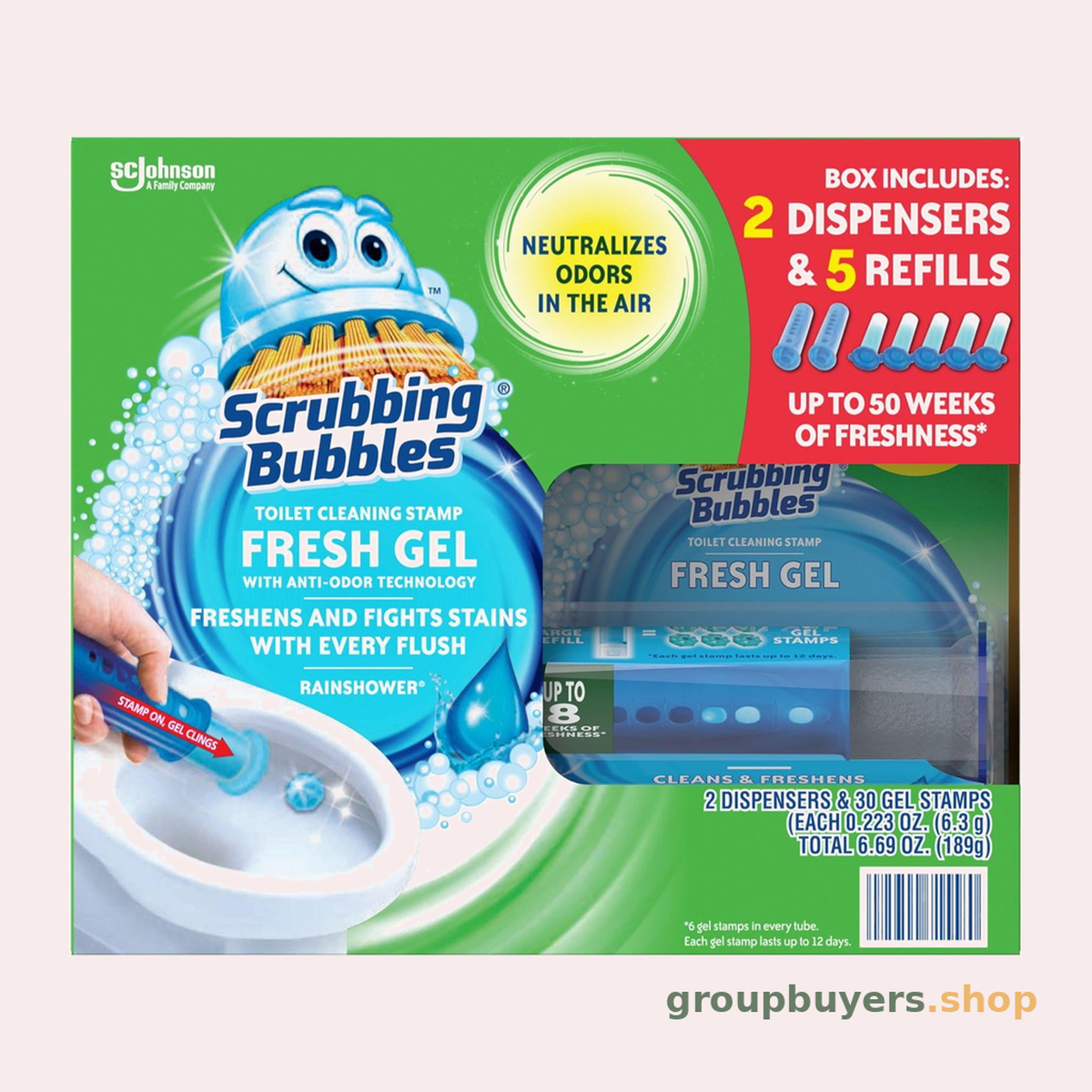 SCRUBBING BUBBLES TOILET GEL RAINSHOWER TS