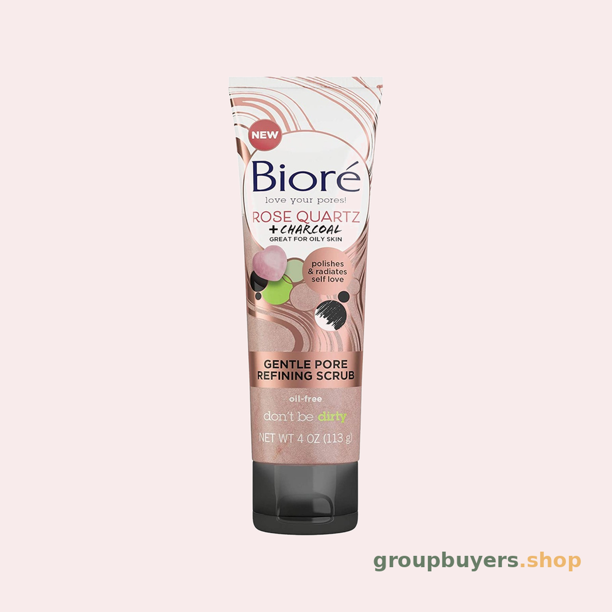 BIORÉ ROSE QUARTZ+CHARCOAL GENTLE PORE REFINING SCRUB