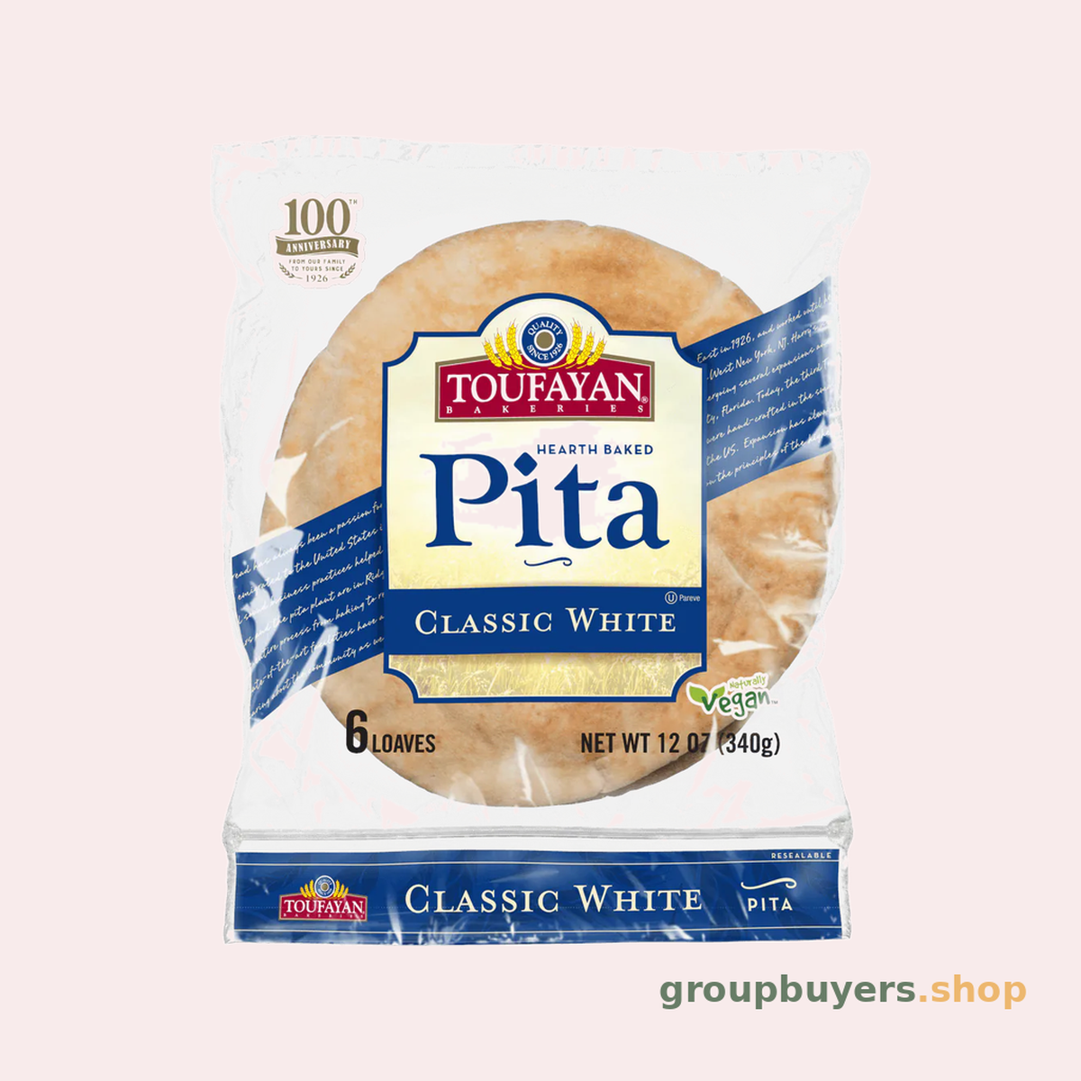 Toufayan Pita Classic White Loaf 12x12oz