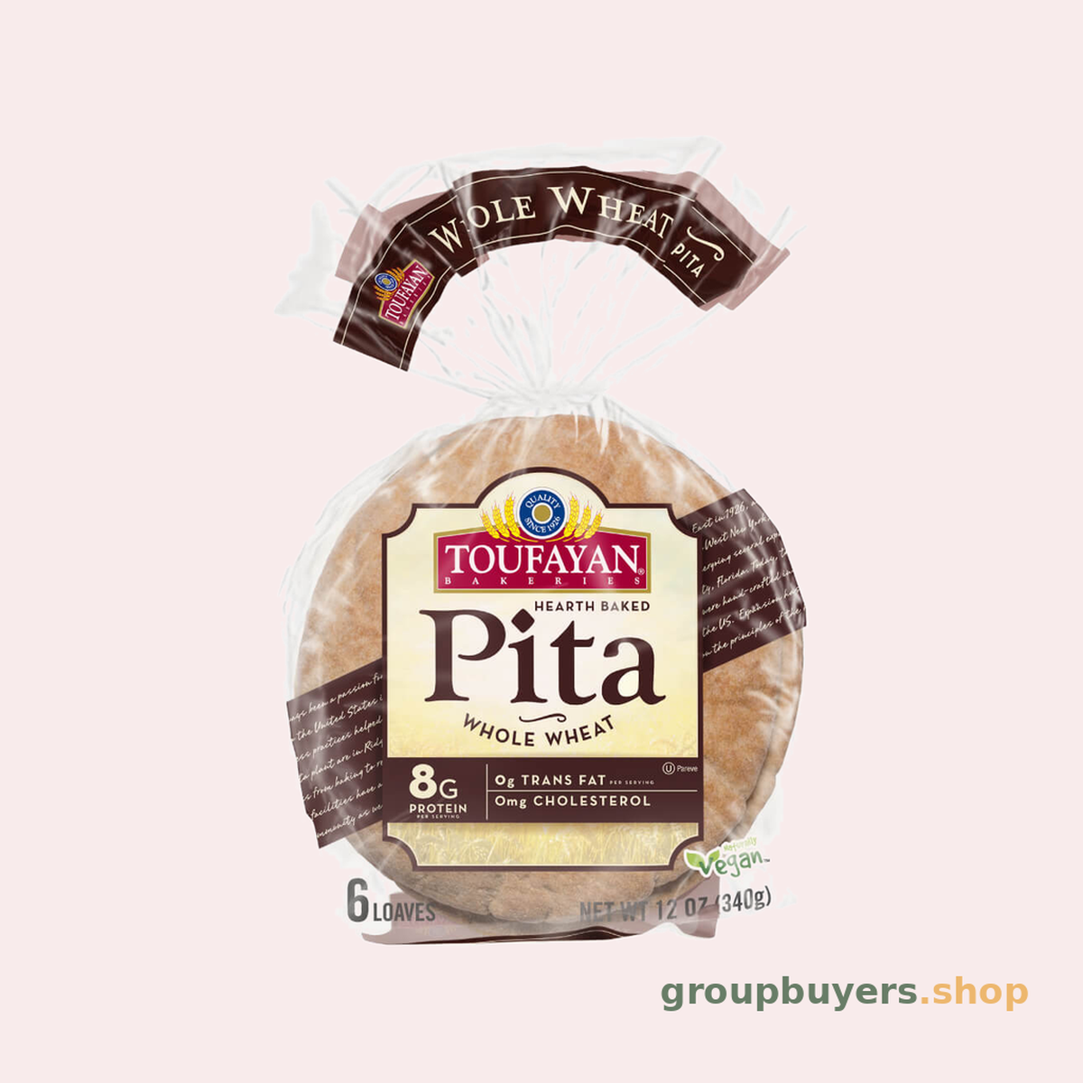 Toufayan Pita Classic Whole Wheat Loaf 12x12oz