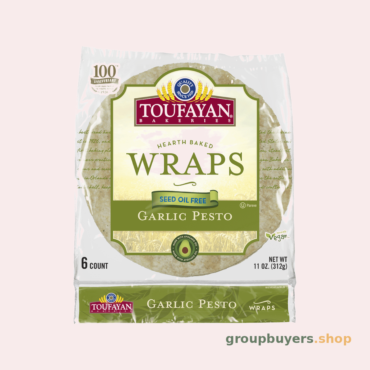 TOUFAYAN WRAPS GARLIC PESTO 16X10OZ