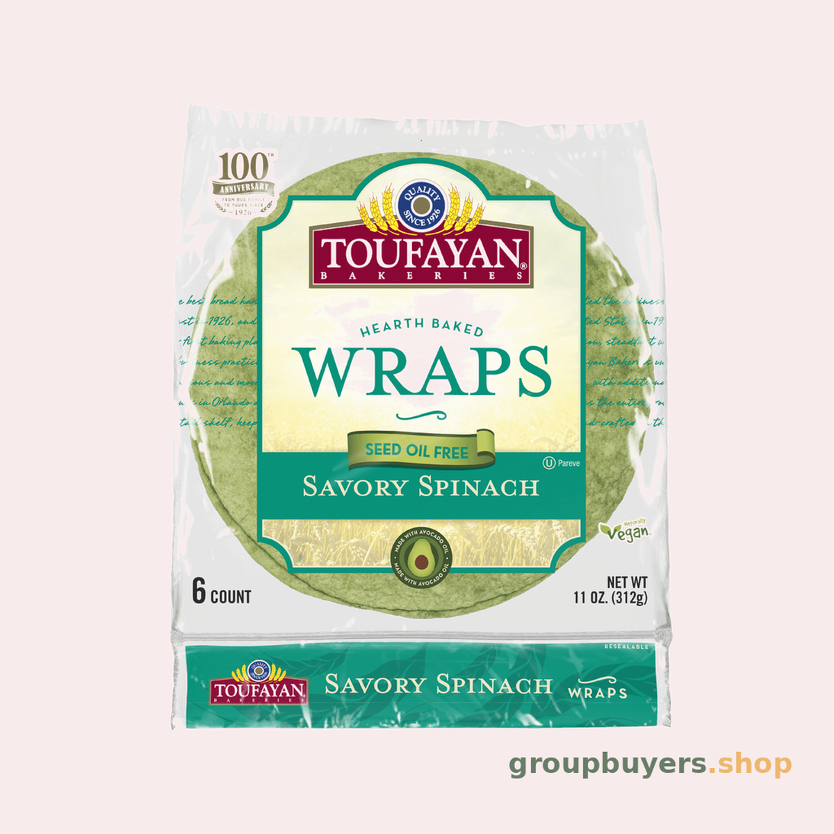 TOUFAYAN WRAPS SPINACH 16x11oz