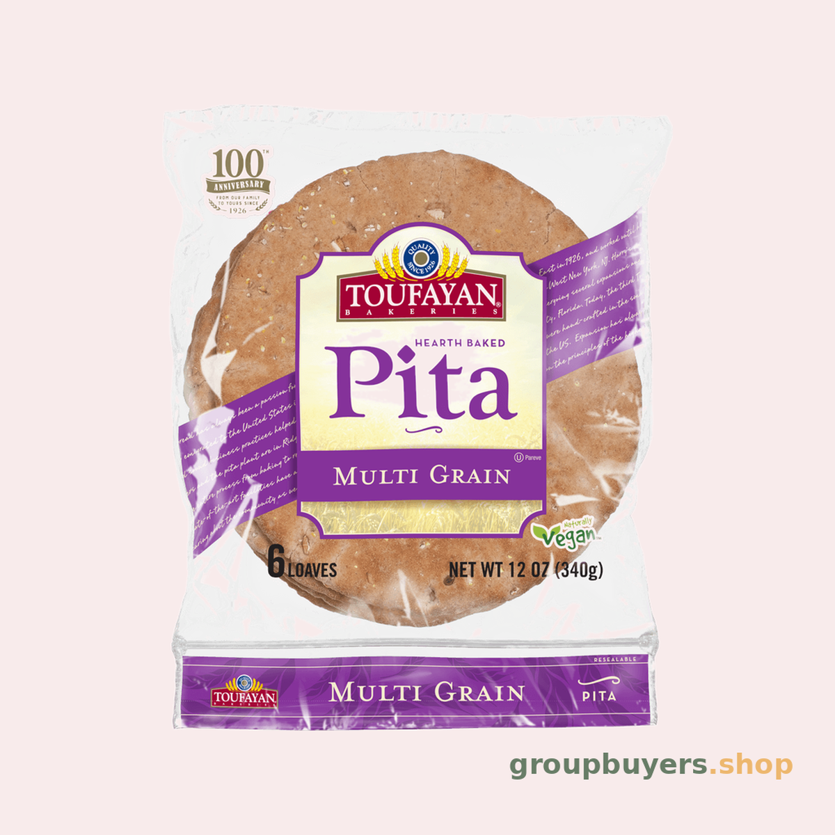 Toufayan Multigrain Pita Bread 12x12oz