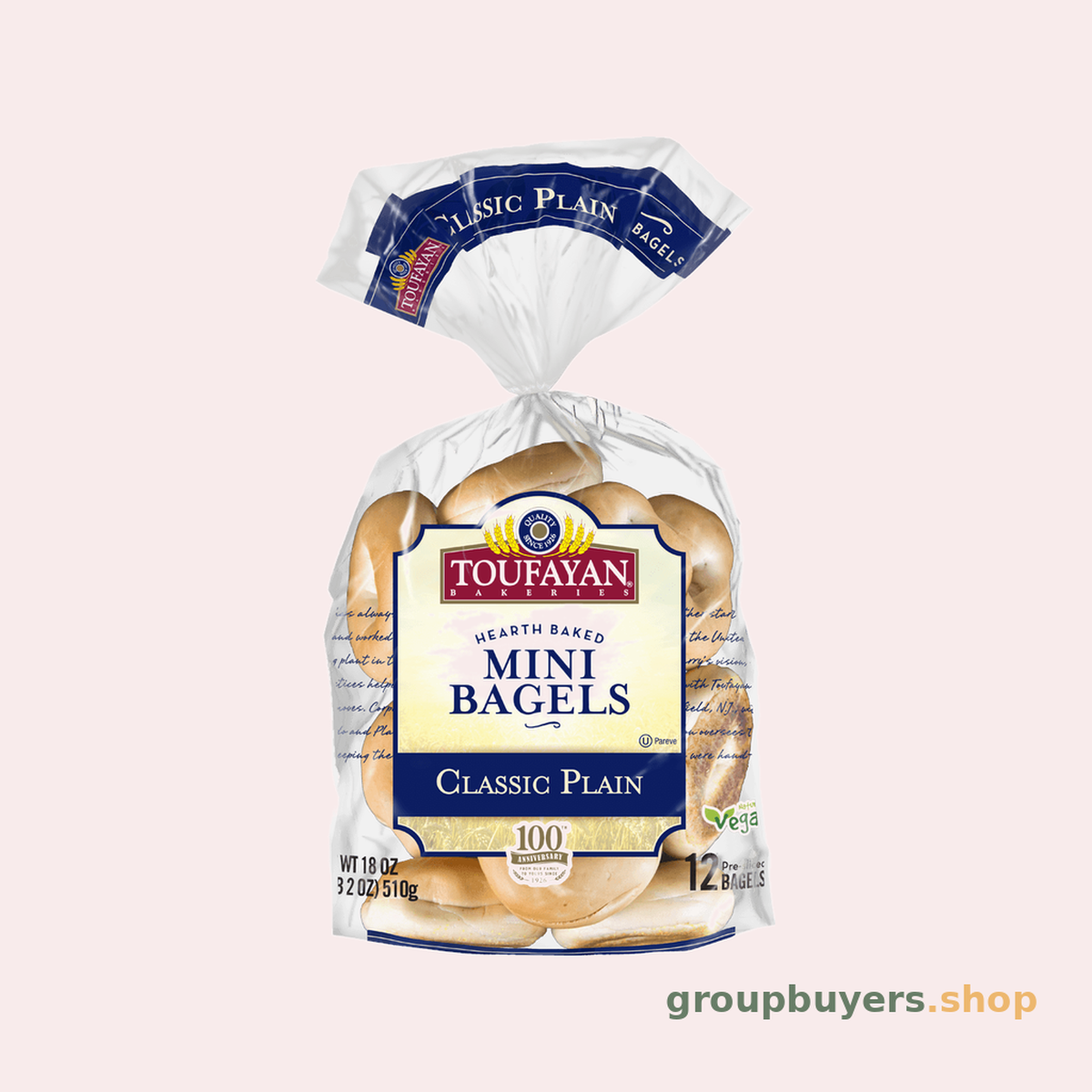 TOUFAYAN MINI BAGELS PLAIN - 14X18OZ