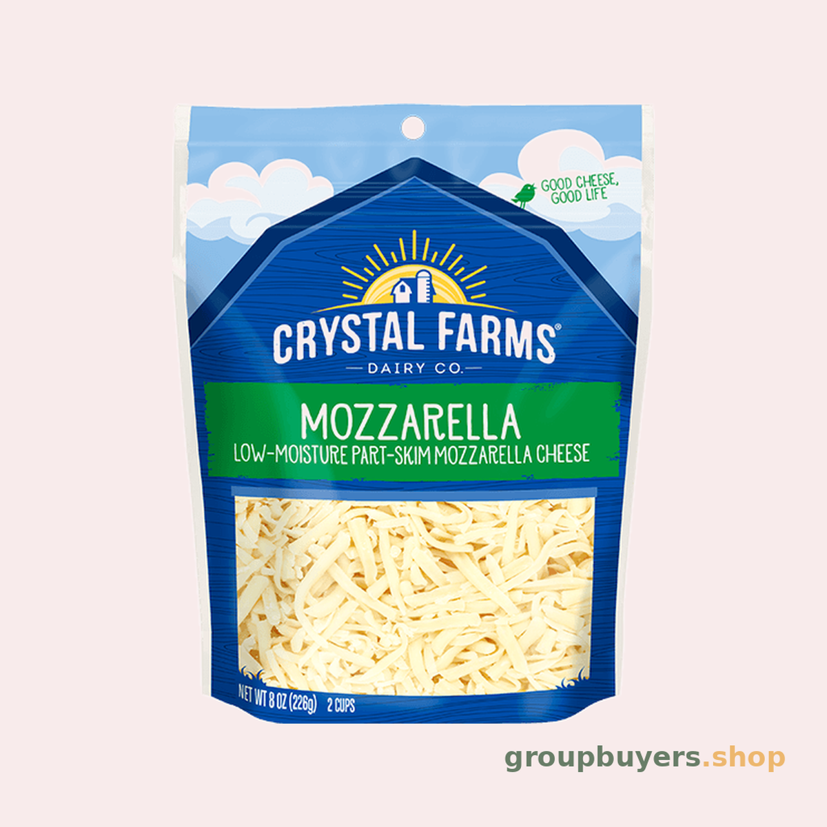 Crystal Farms Shredded Mozzarella Cheese 12x8oz