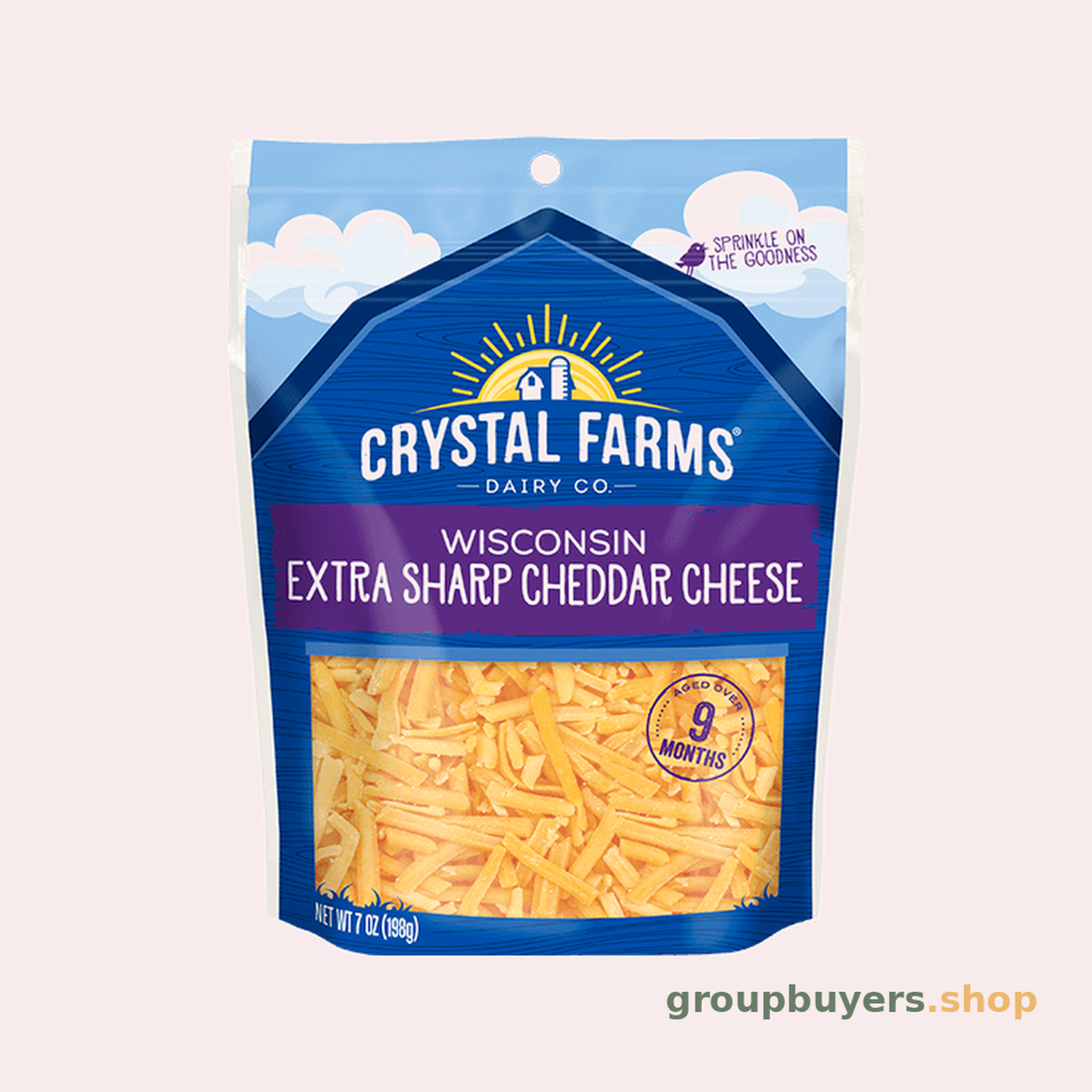 Crystal Farms Extra Shar Cheddar Shredded 12x7oz NON -