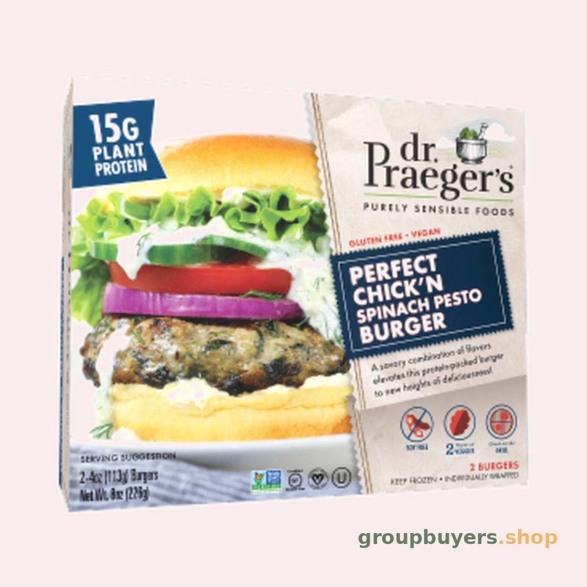 Dr. Praeger's Perfect Chick 'n Spinach Pesto Burgers 6 x 8oz