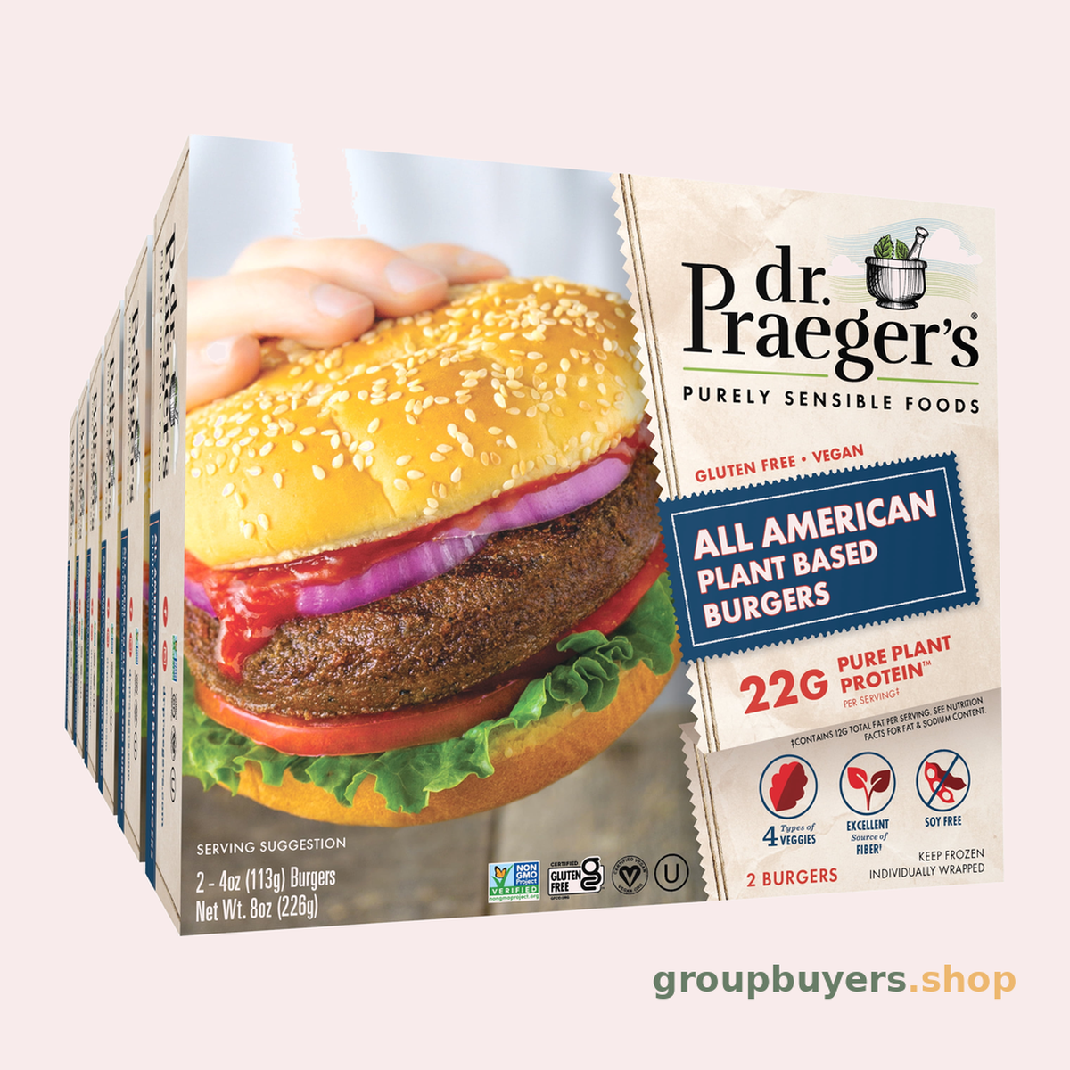 Dr. Praeger's All American Plant Based Burgers 6 x 8oz
